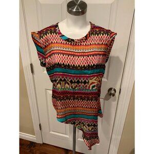 Hale Bob Bright Geometric Print Sleeveless Top, Size Small